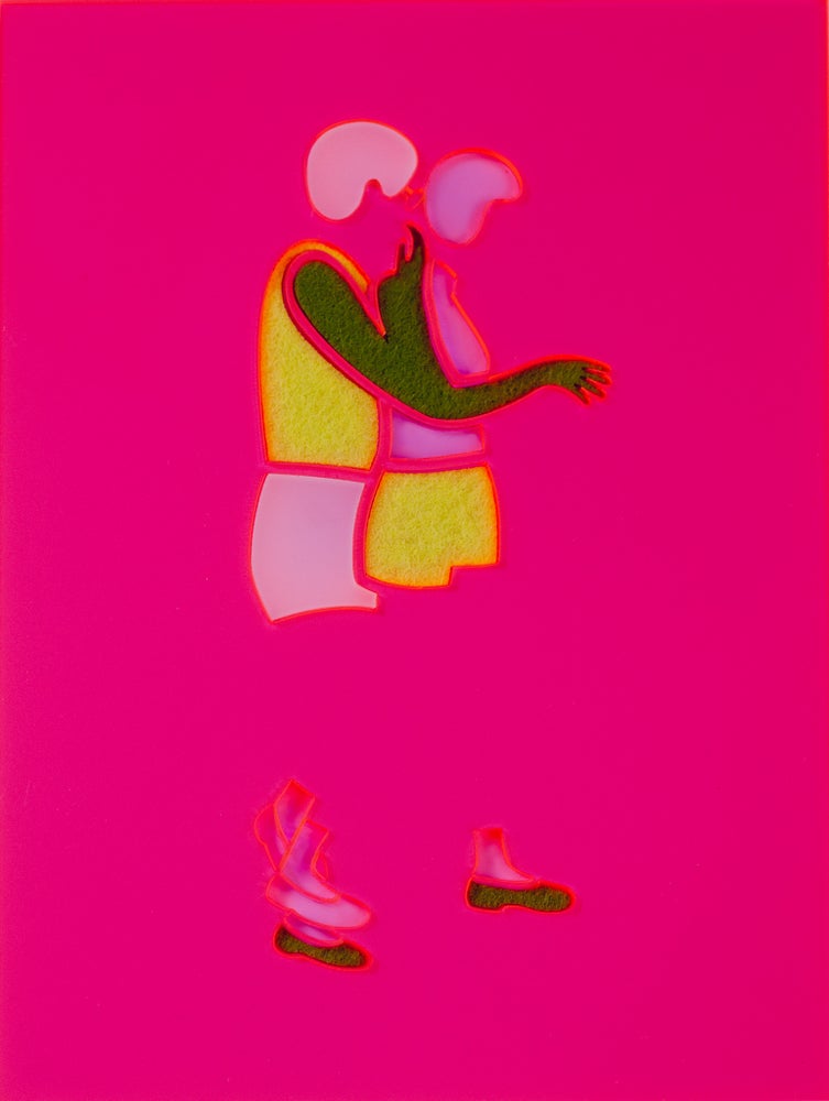 Two Walking to the Side (Pink, Green and Yellow)