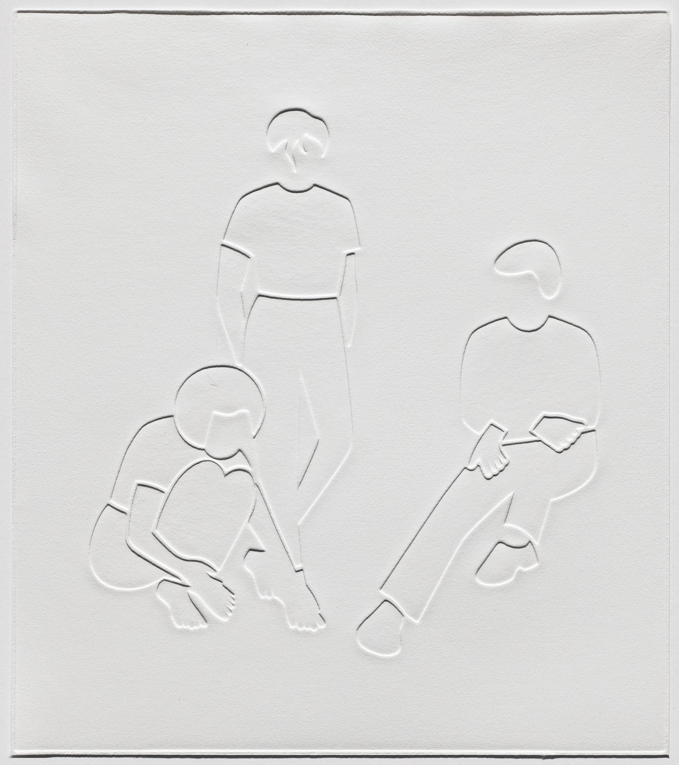 "Look at My Foot Too", 15 3/4 x 13 3/4”, debossed relief print on BFK Rives white 280gsm, 2022