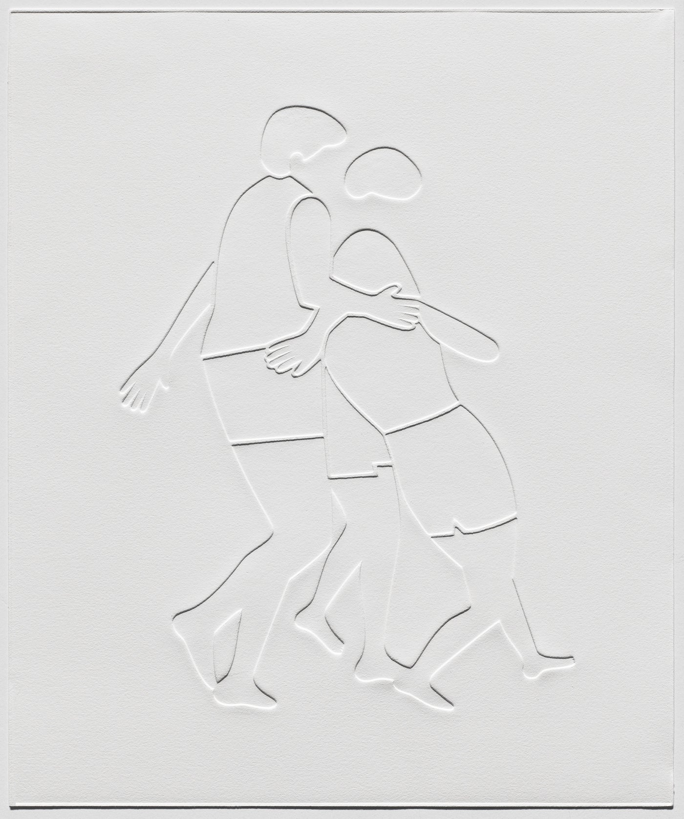 "Three Stand and Fall", 16 3/4 x 14 7/8”, debossed relief print on BFK Rives white 280gsm, 2022