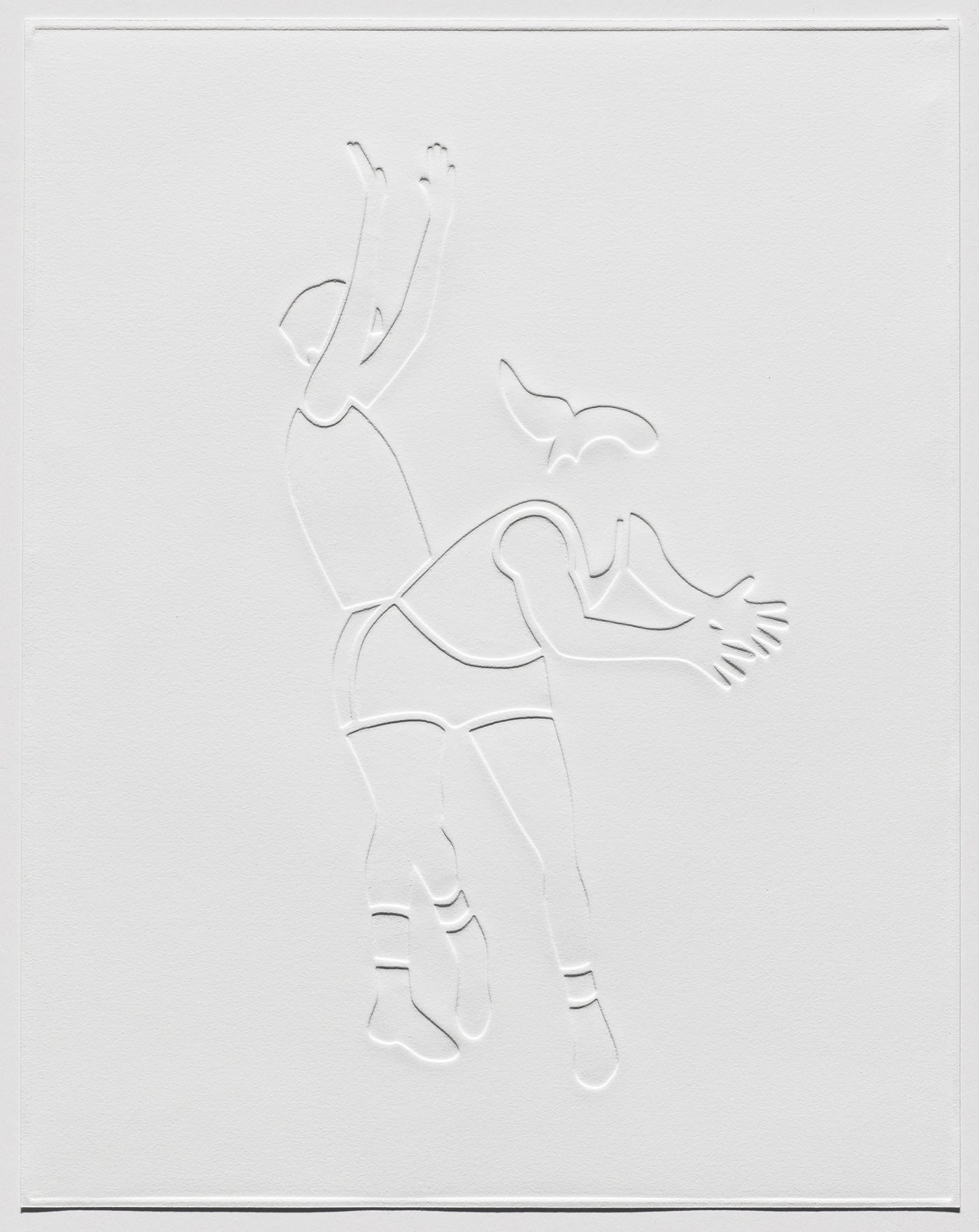 "Two Play Basketball", 18 1/4 x 14 1/4”, debossed relief print on BFK Rives white 280gsm, 2022