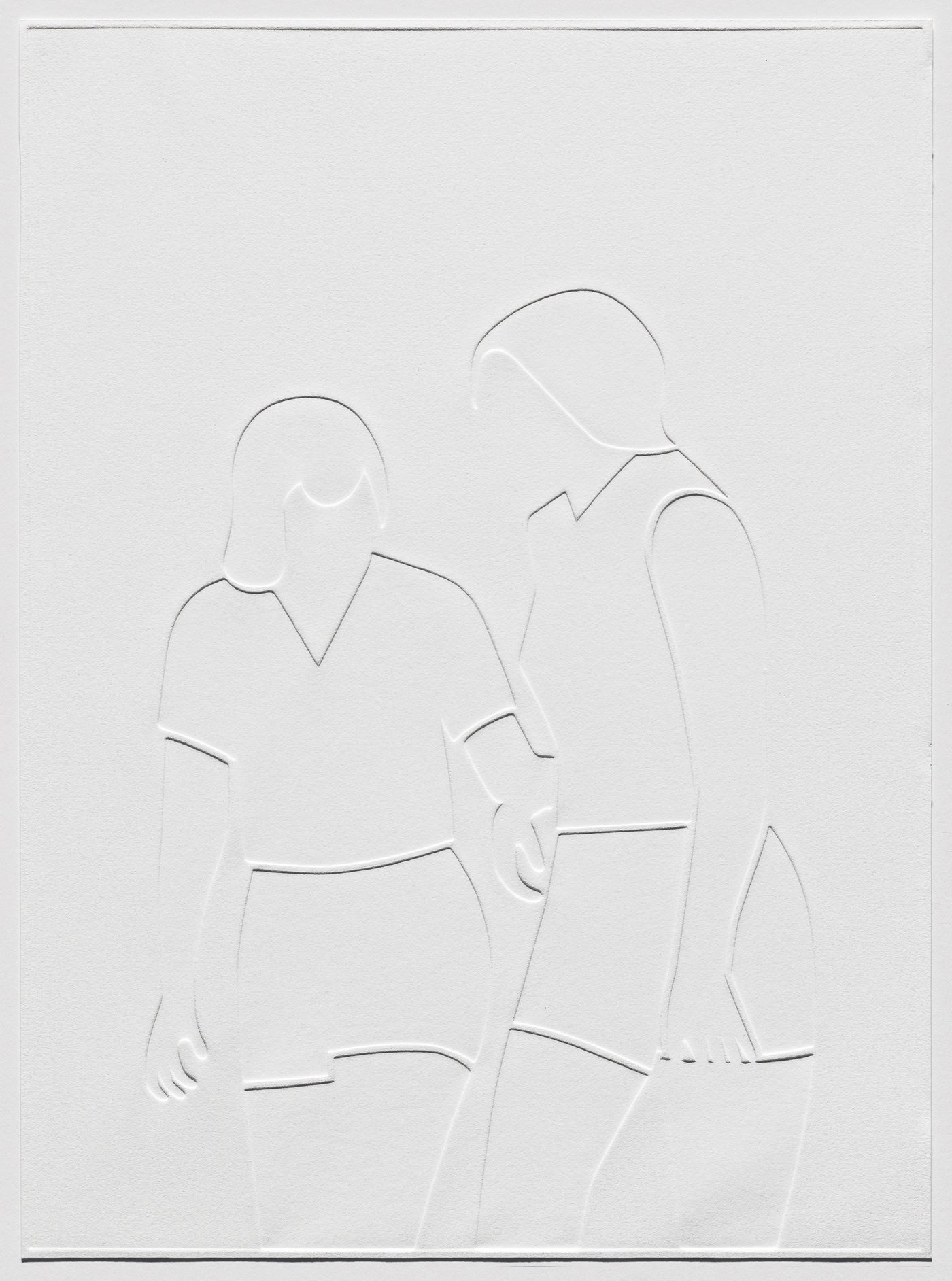 "Two Towards Touch" 19 5/8 x 14 1/4”, debossed relief print on BFK Rives white 280gsm, 2022