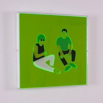 Two Sitting on Ground (White and Green)