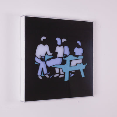 Four at Table (Blue and Black)