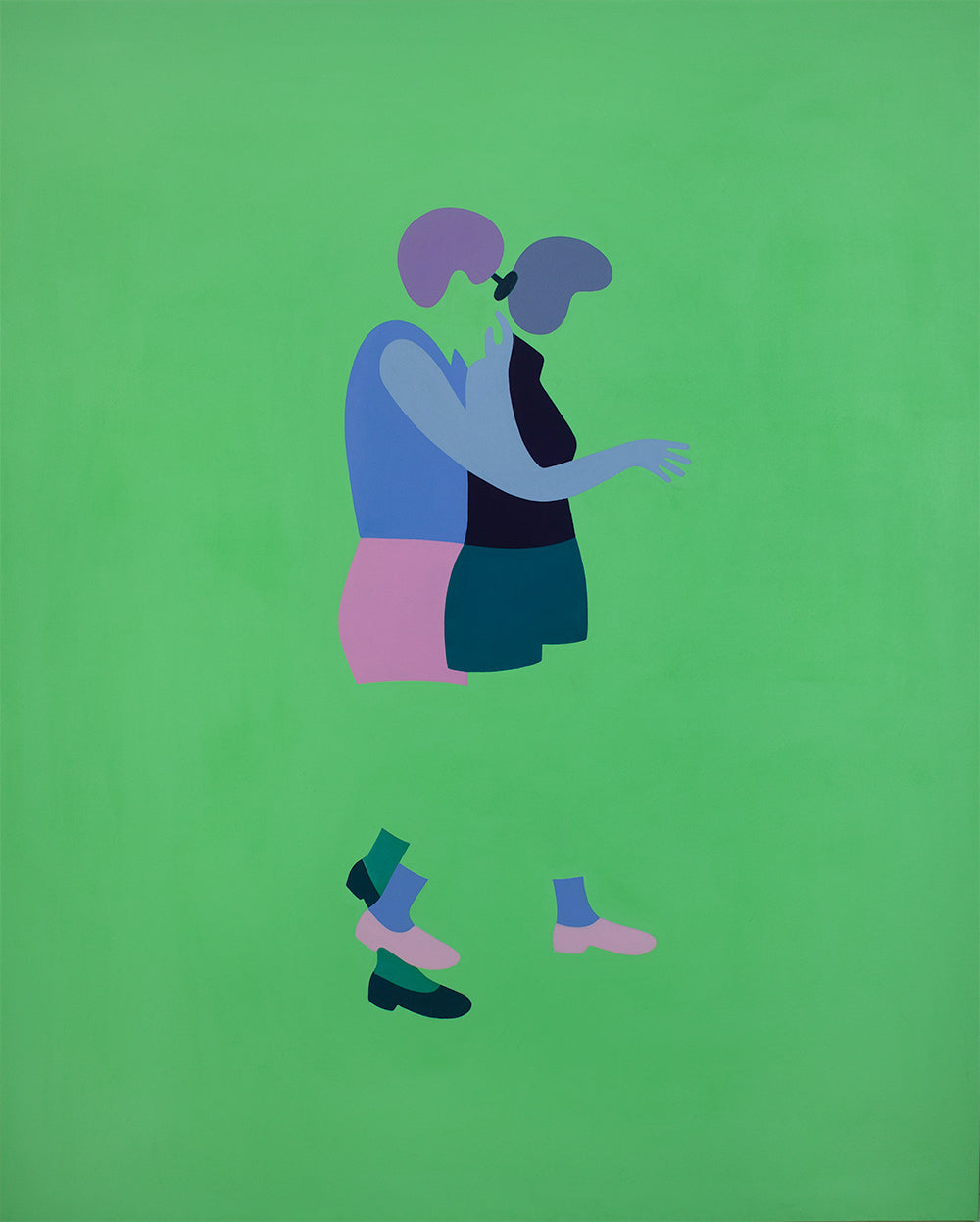 Two Walk to the Right (green, blue and pink),